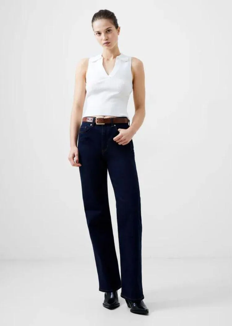 French Connection Cosysoft V- Neck Sleeveless Jumper- Winter White