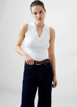 French Connection Cosysoft V- Neck Sleeveless Jumper- Winter White