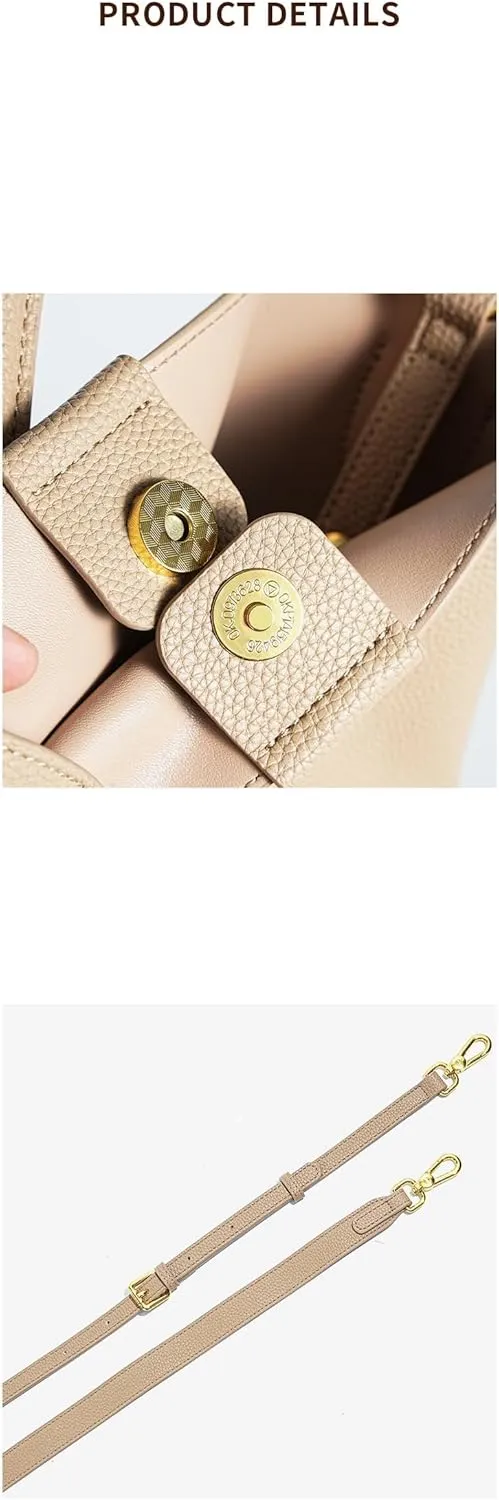 Handmade Fashionable & Versatile Large Capacity Genuine Leather Women's Shoulder Bucket Bag