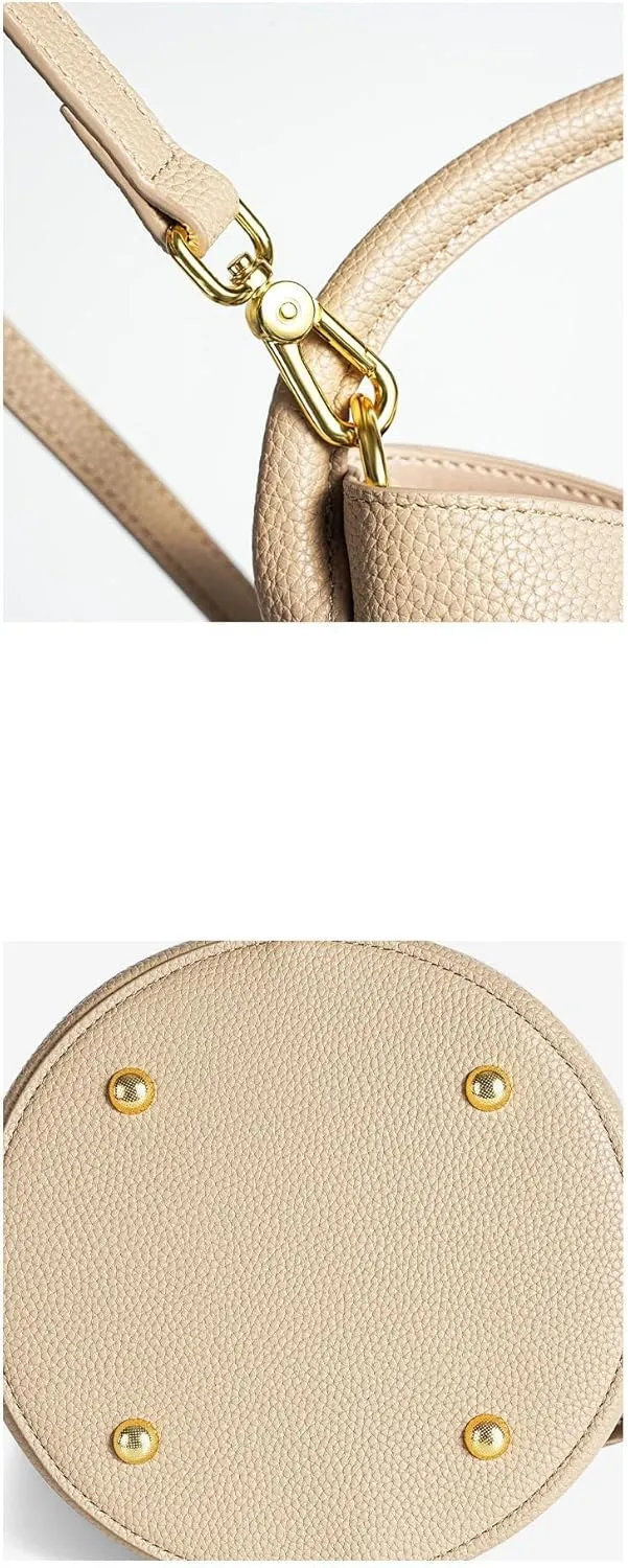 Handmade Fashionable & Versatile Large Capacity Genuine Leather Women's Shoulder Bucket Bag