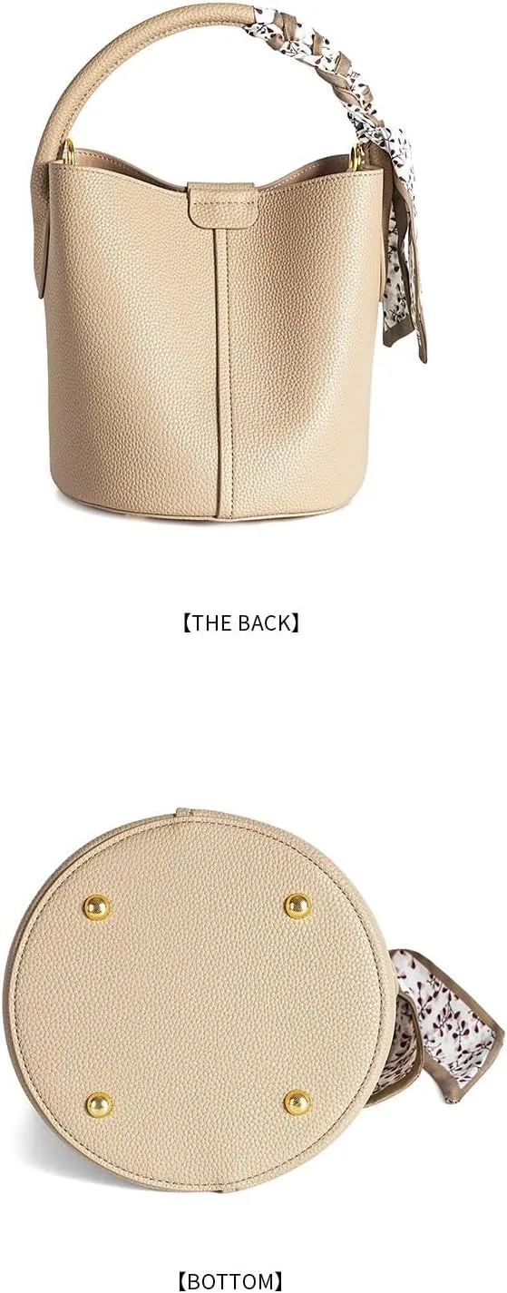 Handmade Fashionable & Versatile Large Capacity Genuine Leather Women's Shoulder Bucket Bag