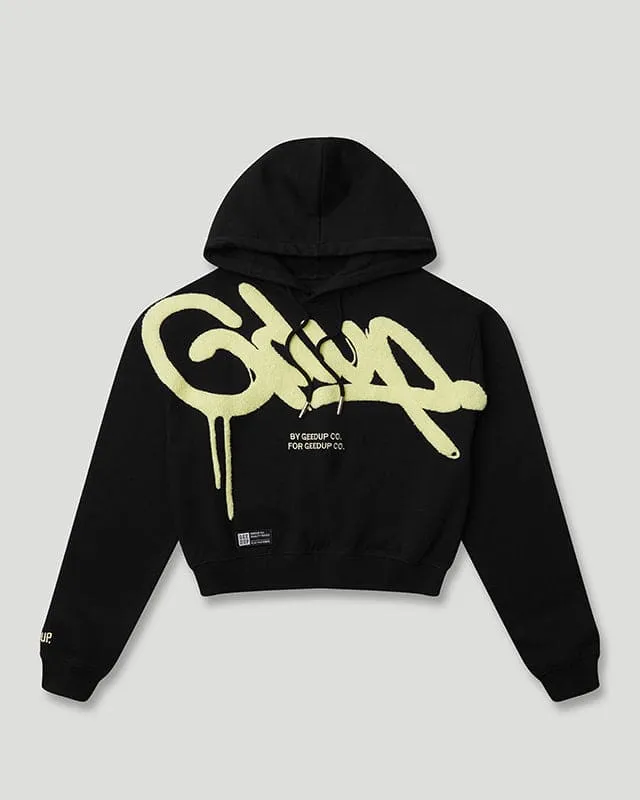 Handstyle Cropped Hoodie Black/Sorbet