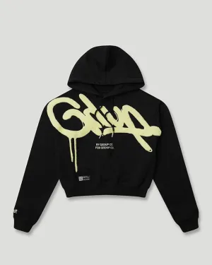 Handstyle Cropped Hoodie Black/Sorbet