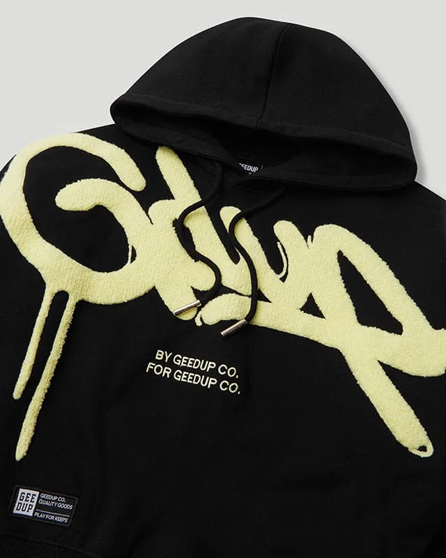 Handstyle Cropped Hoodie Black/Sorbet