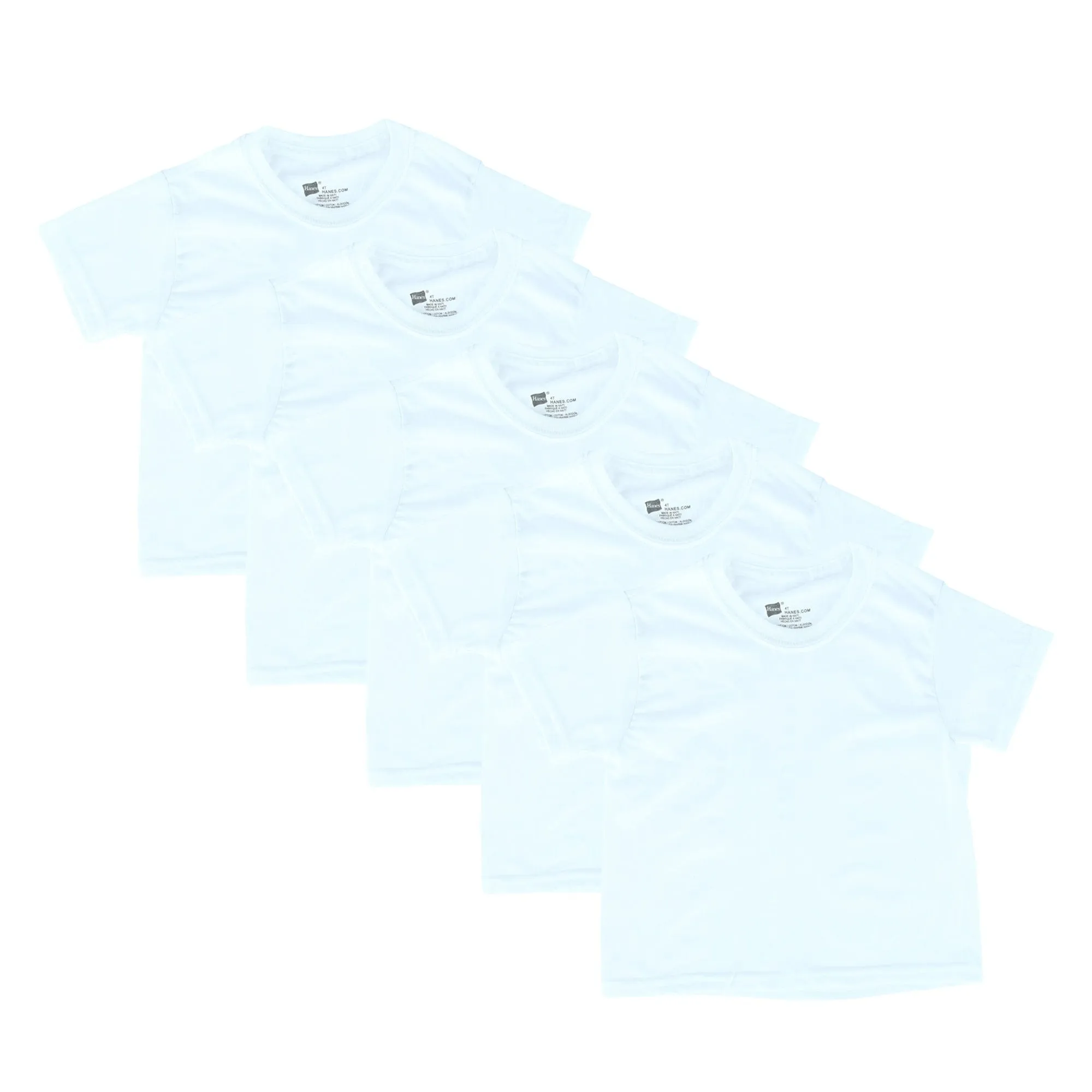 Hanes Toddler Boy's White Crewneck Undershirt (Pack of 5)