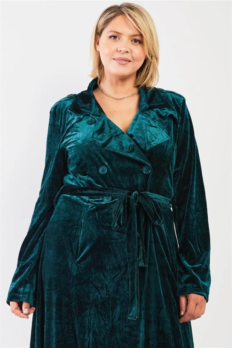 Hunter Green Velvet Long Sleeve Maxi Smoking Jacket /1-1-1-1-1