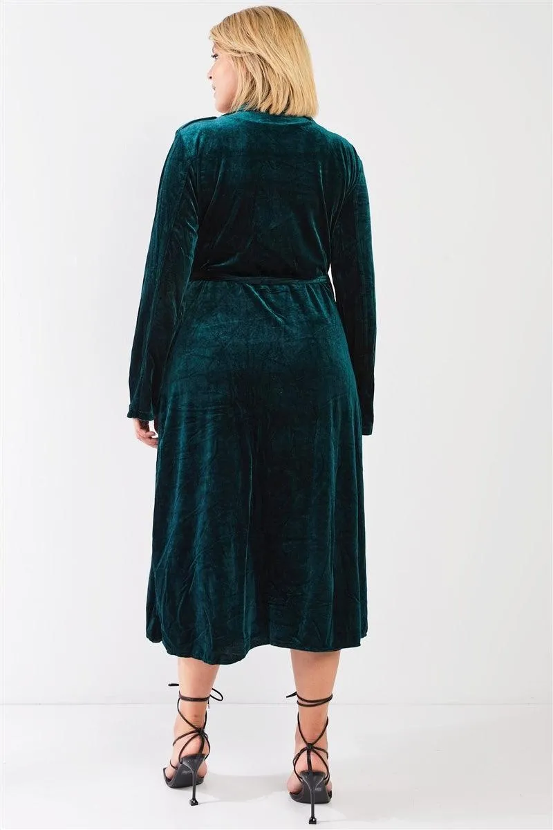 Hunter Green Velvet Long Sleeve Maxi Smoking Jacket /1-1-1-1-1
