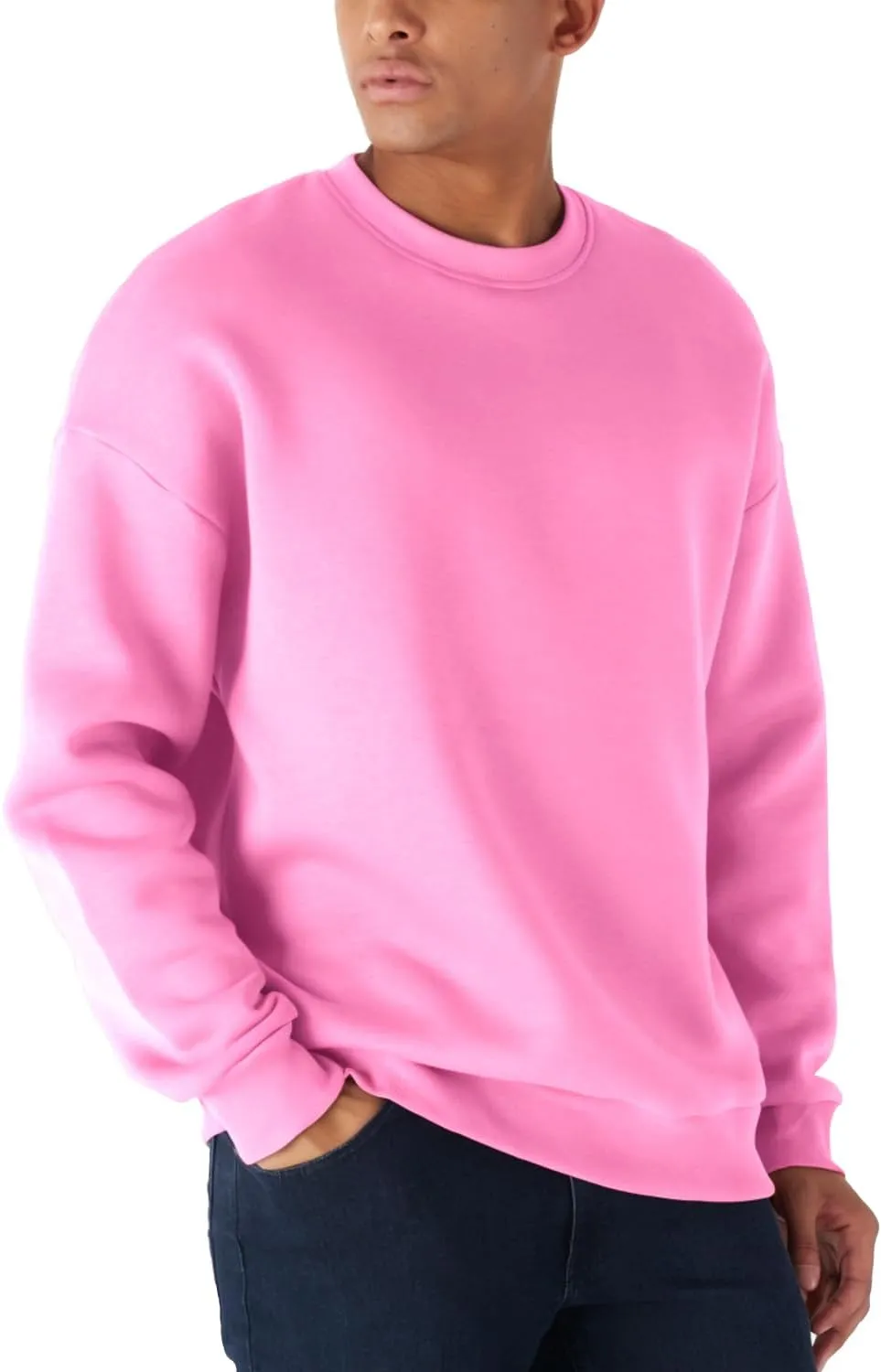 JIHUILAI Men's Crewneck Sweatshirt Plain Sweatshirts Athletic Workout Sweat Shirts Soft Long Sleeve Pullover Shirt