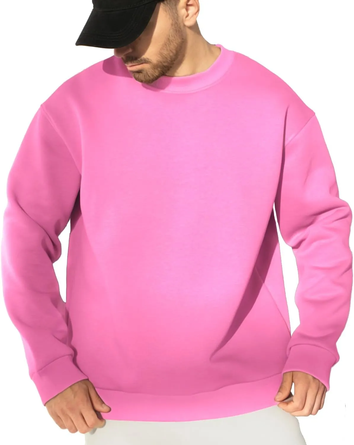 JIHUILAI Men's Crewneck Sweatshirt Plain Sweatshirts Athletic Workout Sweat Shirts Soft Long Sleeve Pullover Shirt