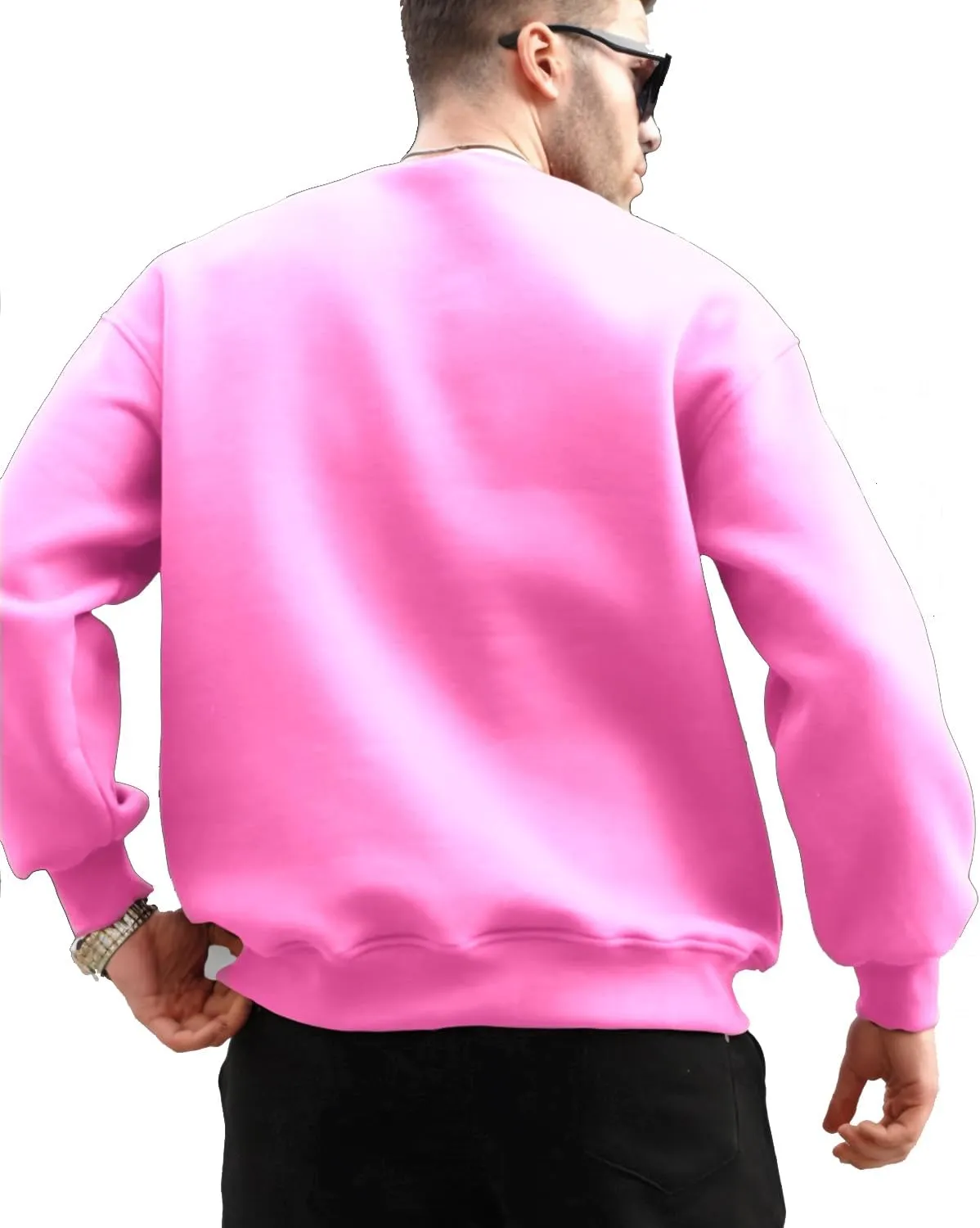 JIHUILAI Men's Crewneck Sweatshirt Plain Sweatshirts Athletic Workout Sweat Shirts Soft Long Sleeve Pullover Shirt