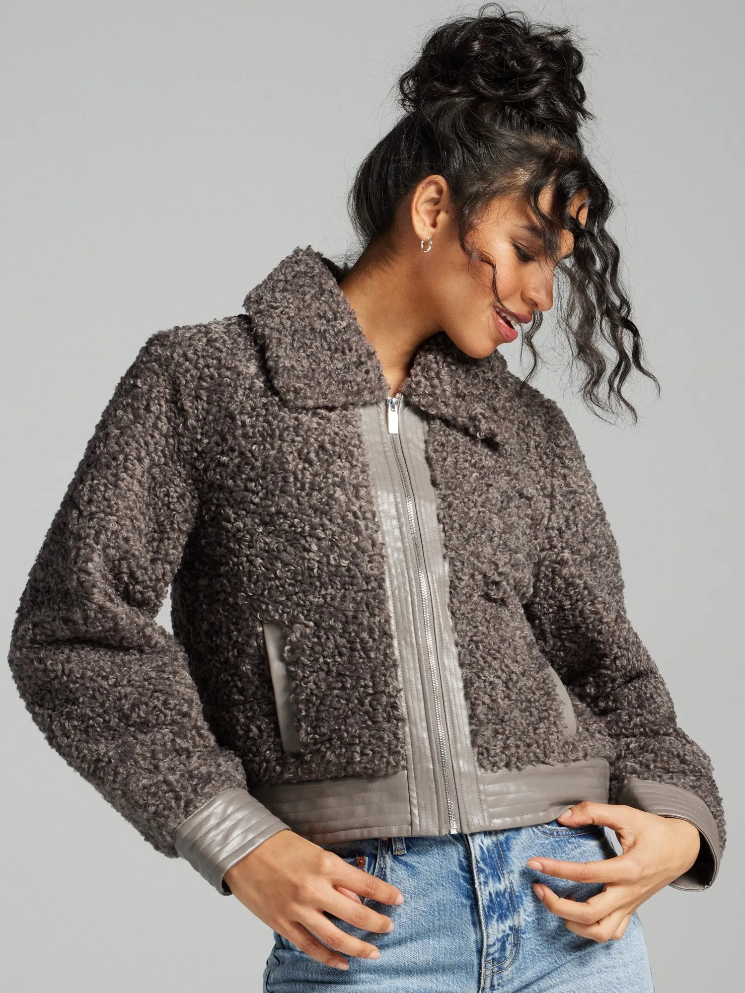 Kalei Long Sleeve Faux-Fur Jacket