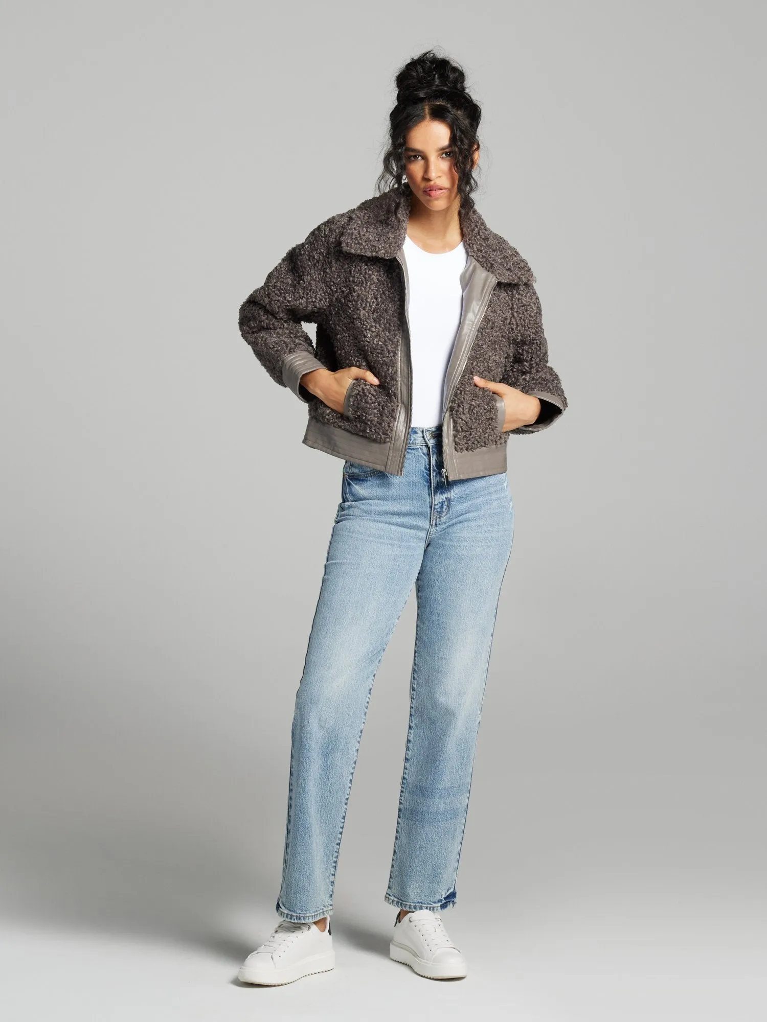Kalei Long Sleeve Faux-Fur Jacket