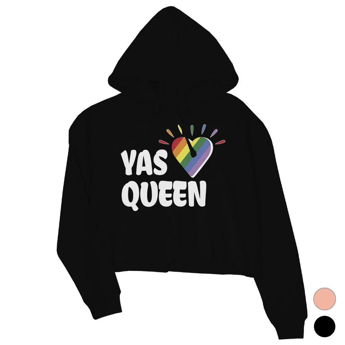 LGBT Yas Queen Rainbow Heart Crop Hoodie