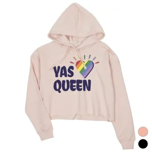 LGBT Yas Queen Rainbow Heart Crop Hoodie