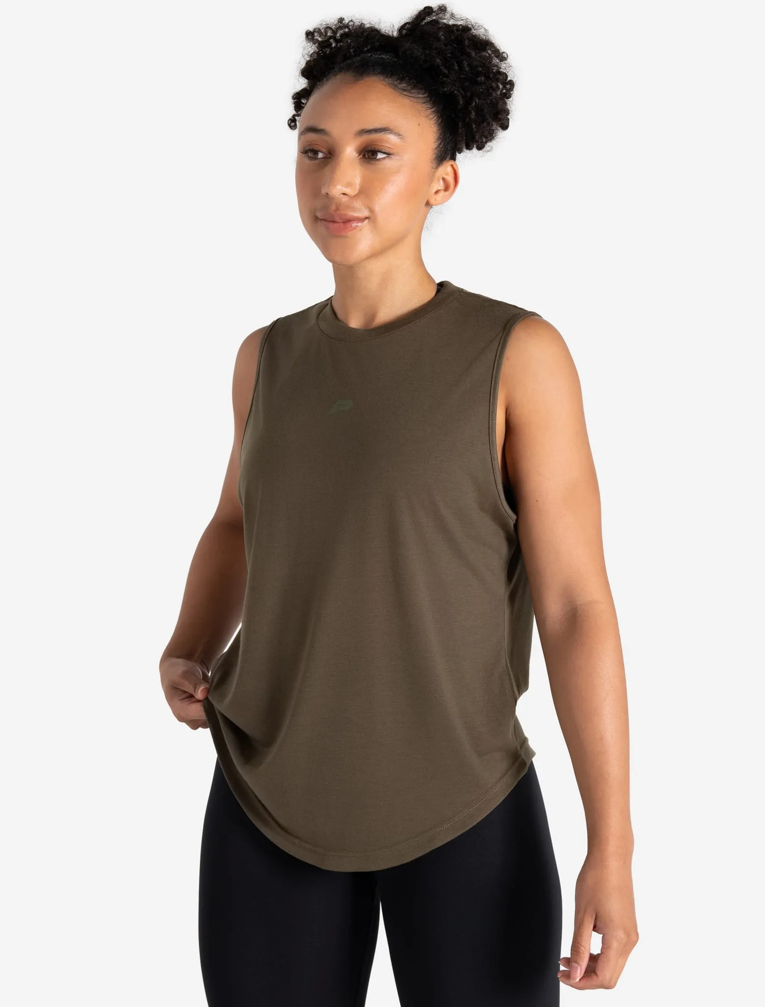 Lightweight Oversized Gym Tank - Olive