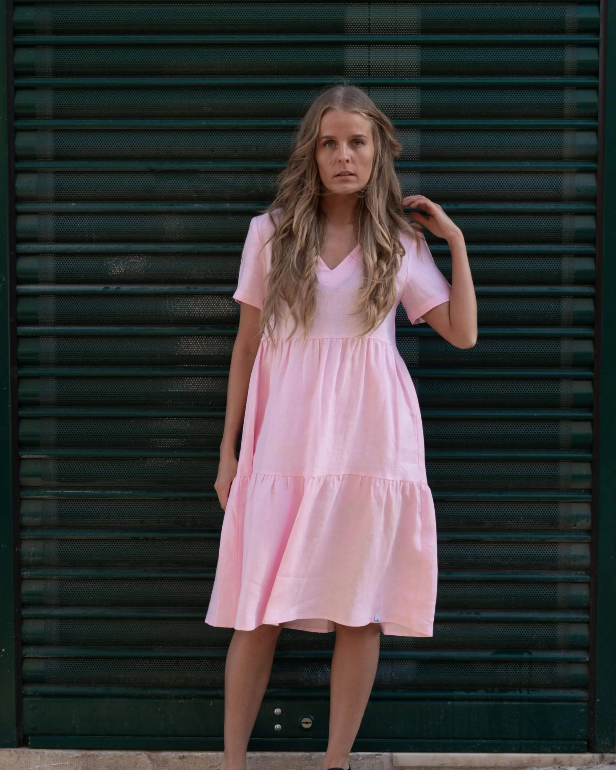 Linen Layer Dress Rosewater Pink