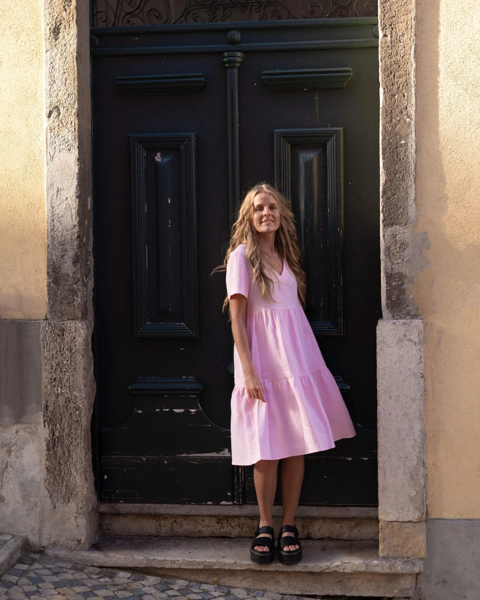 Linen Layer Dress Rosewater Pink