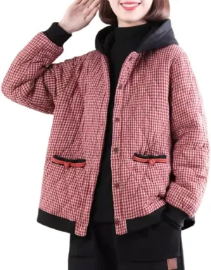 LIXINGHEITANG Women's cotton-padded jacket, retro Chinese style cotton coat, home coat