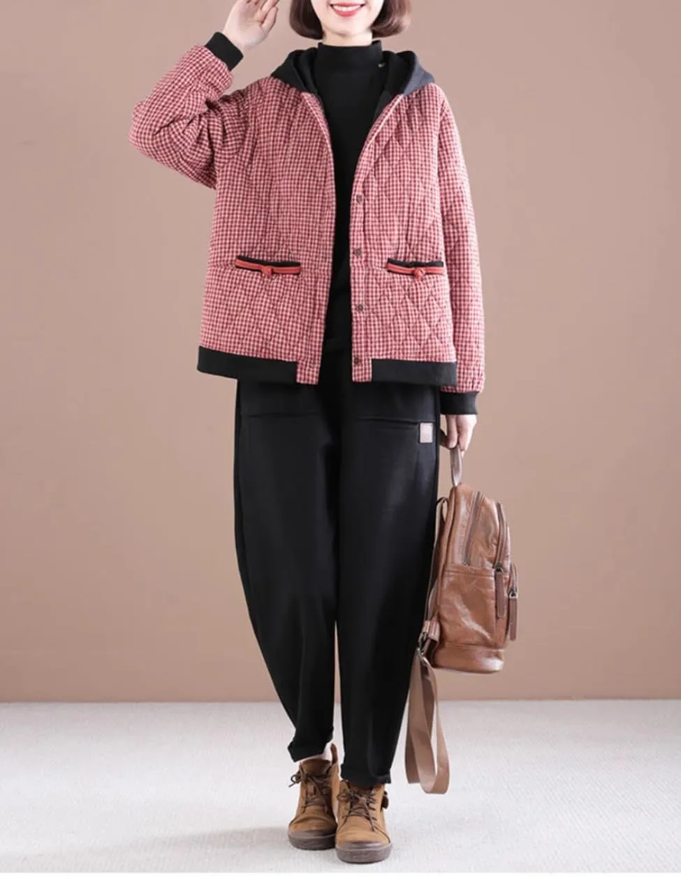 LIXINGHEITANG Women's cotton-padded jacket, retro Chinese style cotton coat, home coat