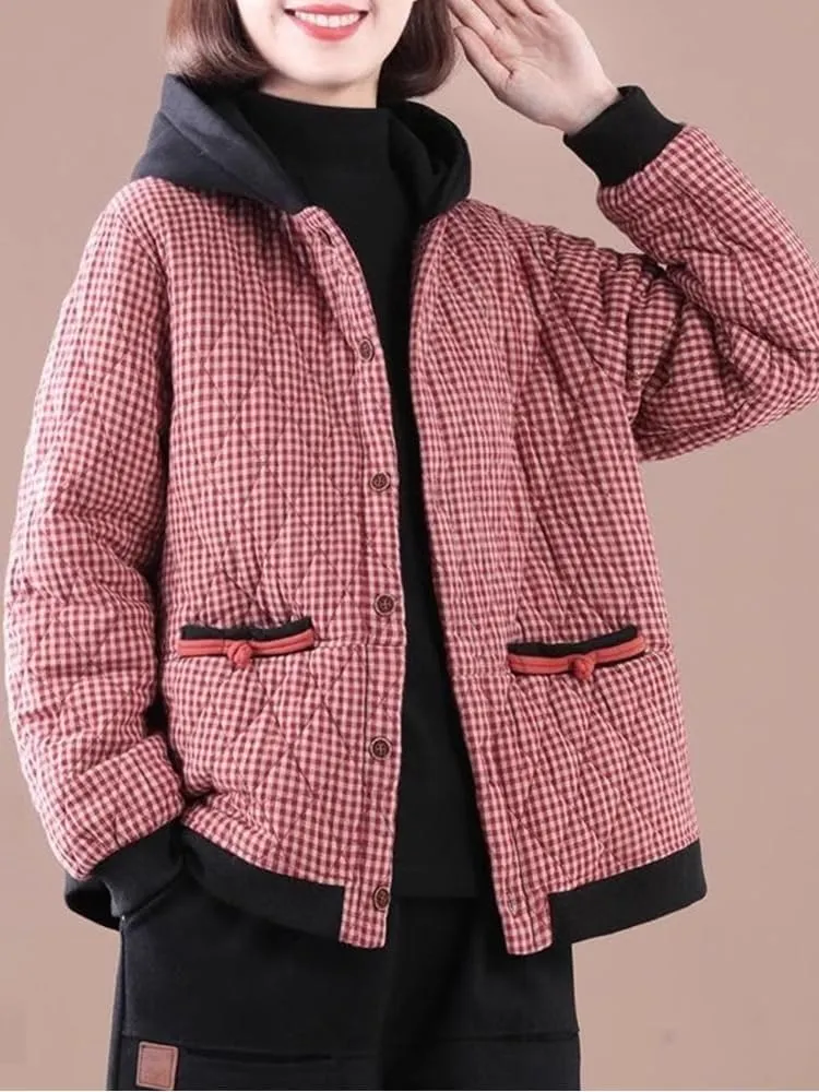 LIXINGHEITANG Women's cotton-padded jacket, retro Chinese style cotton coat, home coat