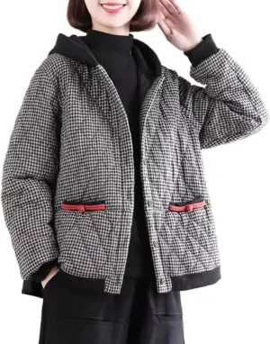 LIXINGHEITANG Women's cotton-padded jacket, retro Chinese style cotton coat, home coat