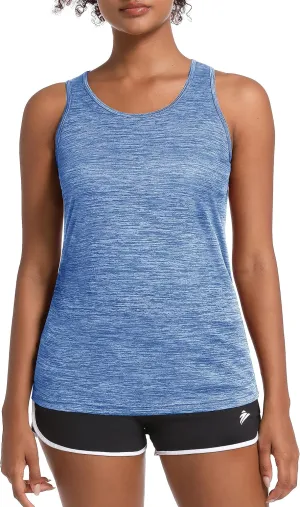 MAGCOMSEN Women's Workout Tank Tops Quick Dry Sleeveless Running Athletic Shirts Moisture Wicking Gym Yoga Tops
