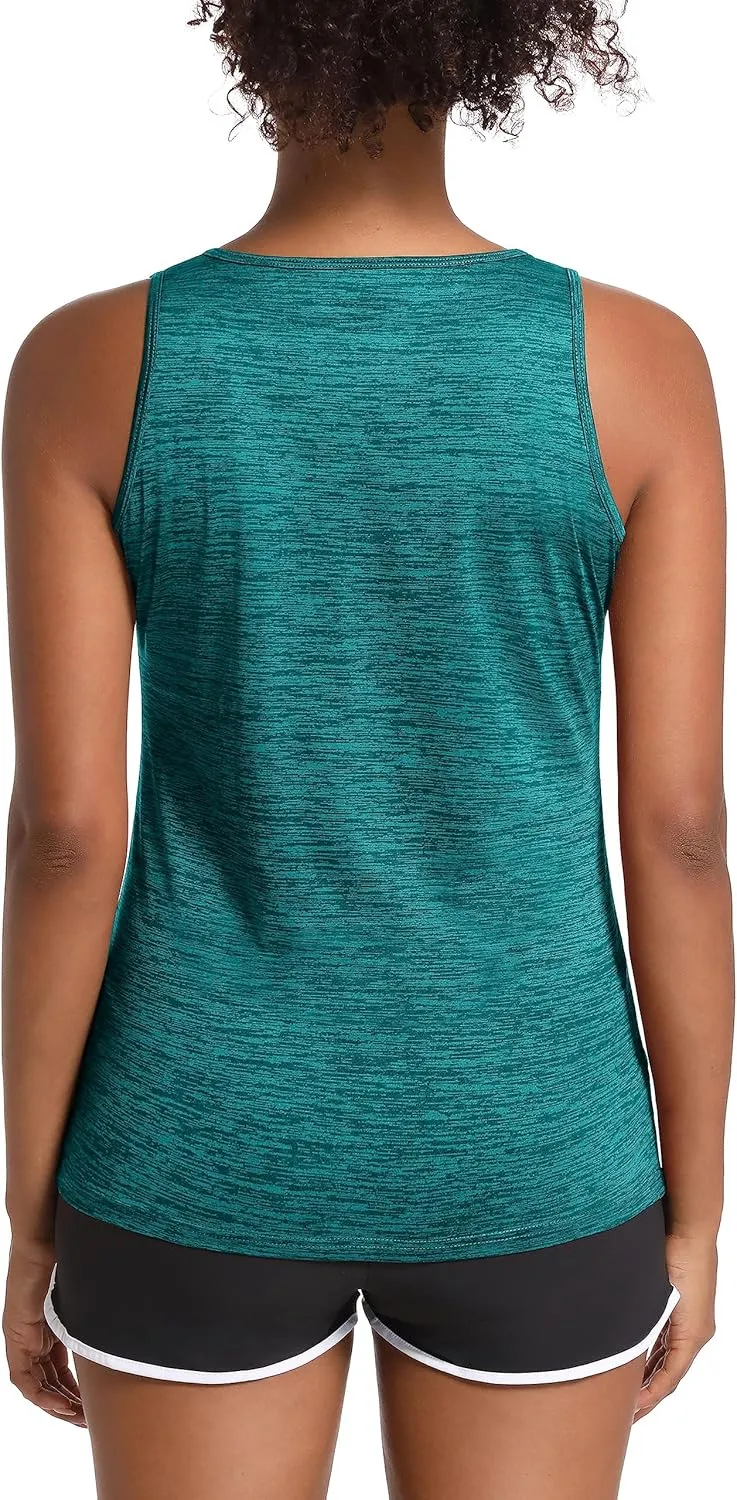 MAGCOMSEN Women's Workout Tank Tops Quick Dry Sleeveless Running Athletic Shirts Moisture Wicking Gym Yoga Tops