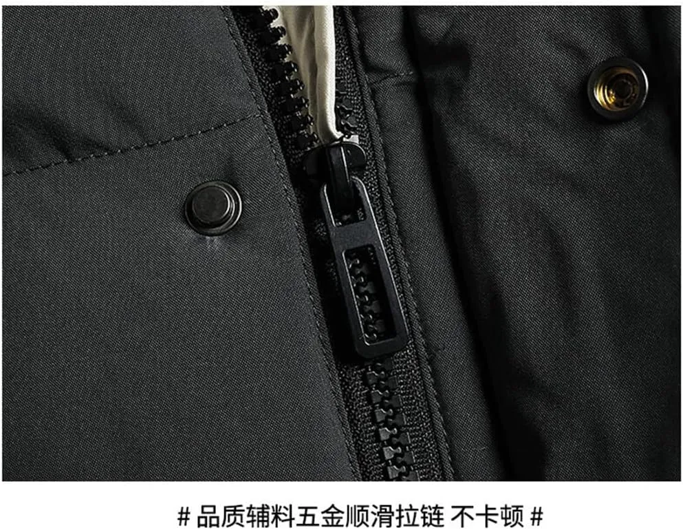 Men Jackets Hooded Parkas Thick Warm Cotton Padded Windproof Coat Solid Color Outwear