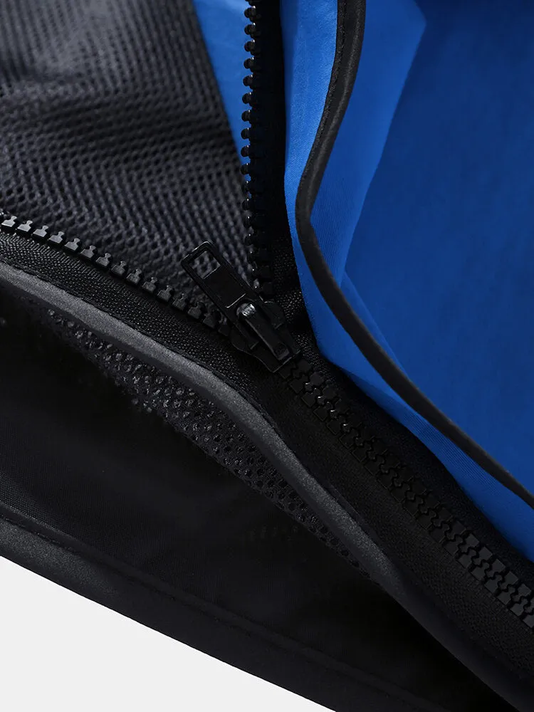 Men's Colorblock Mesh Patchwork Utility Vest with Zipper Pockets and Applique - Breathable Design