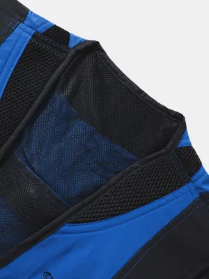 Men's Colorblock Mesh Patchwork Utility Vest with Zipper Pockets and Applique - Breathable Design
