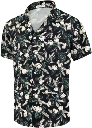 Mens Hawaiian Shirt Quick Dry Tropical Vocation Beach Cruise Short Sleeve Aloha Tops
