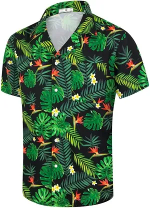 Mens Hawaiian Shirt Quick Dry Tropical Vocation Beach Cruise Short Sleeve Aloha Tops