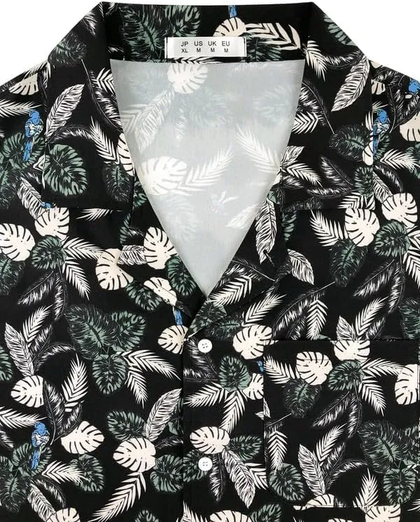Mens Hawaiian Shirt Quick Dry Tropical Vocation Beach Cruise Short Sleeve Aloha Tops