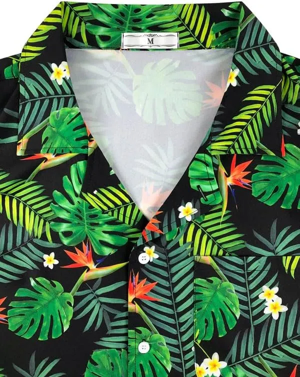 Mens Hawaiian Shirt Quick Dry Tropical Vocation Beach Cruise Short Sleeve Aloha Tops
