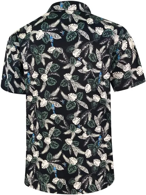 Mens Hawaiian Shirt Quick Dry Tropical Vocation Beach Cruise Short Sleeve Aloha Tops