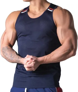 Mens Mesh Workout Lightweight Tank Tops Quick-Dry Training Vest Athletic Muscle Tank Tops for Men T47