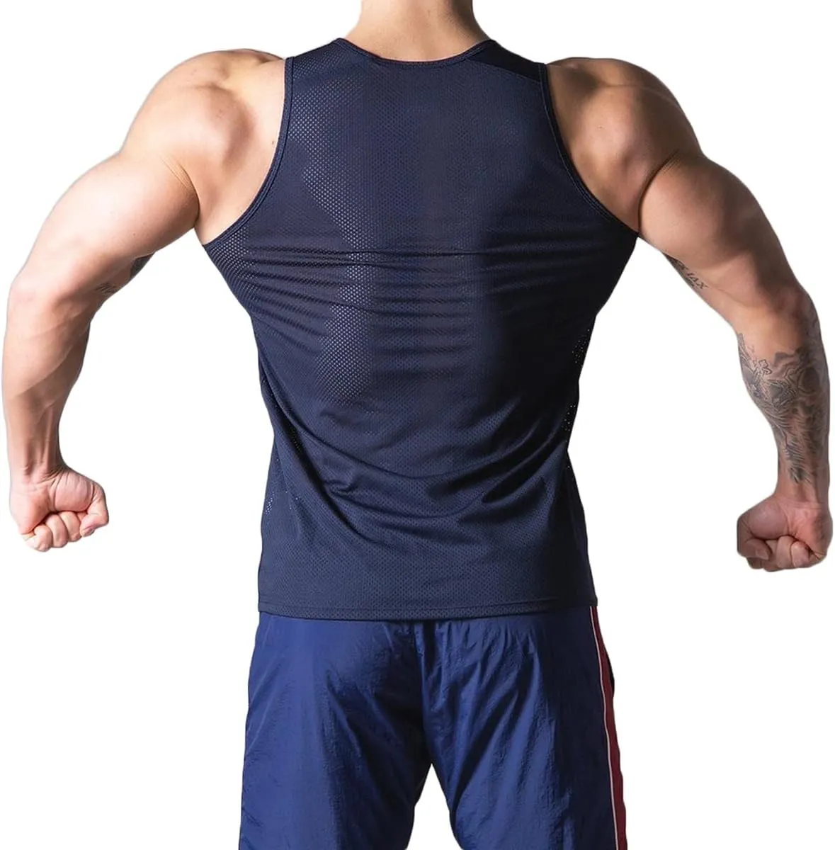 Mens Mesh Workout Lightweight Tank Tops Quick-Dry Training Vest Athletic Muscle Tank Tops for Men T47