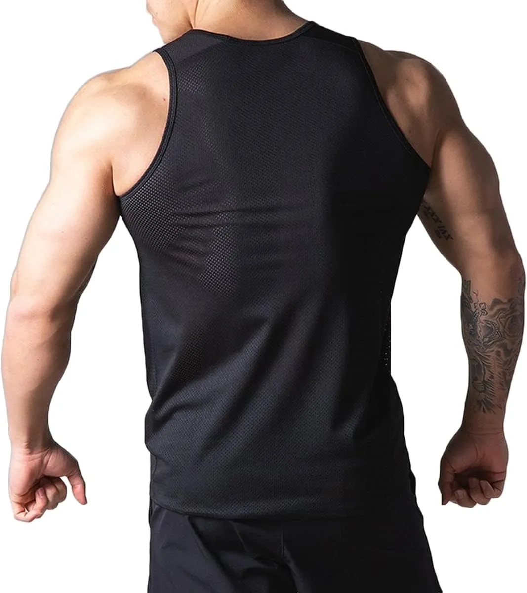 Mens Mesh Workout Lightweight Tank Tops Quick-Dry Training Vest Athletic Muscle Tank Tops for Men T47