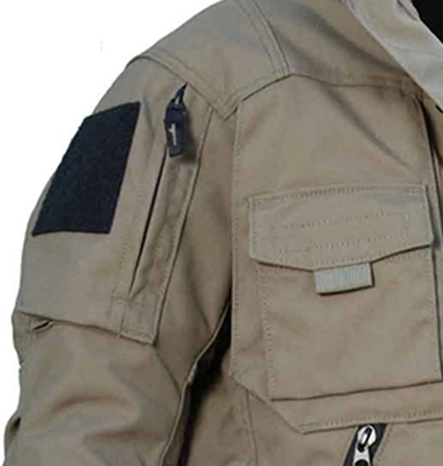 Men's Outdoor Cargo Tactical Jackets Multi-Pockets Stand Collar Military Jackets Lightweight Cotton Windbreaker