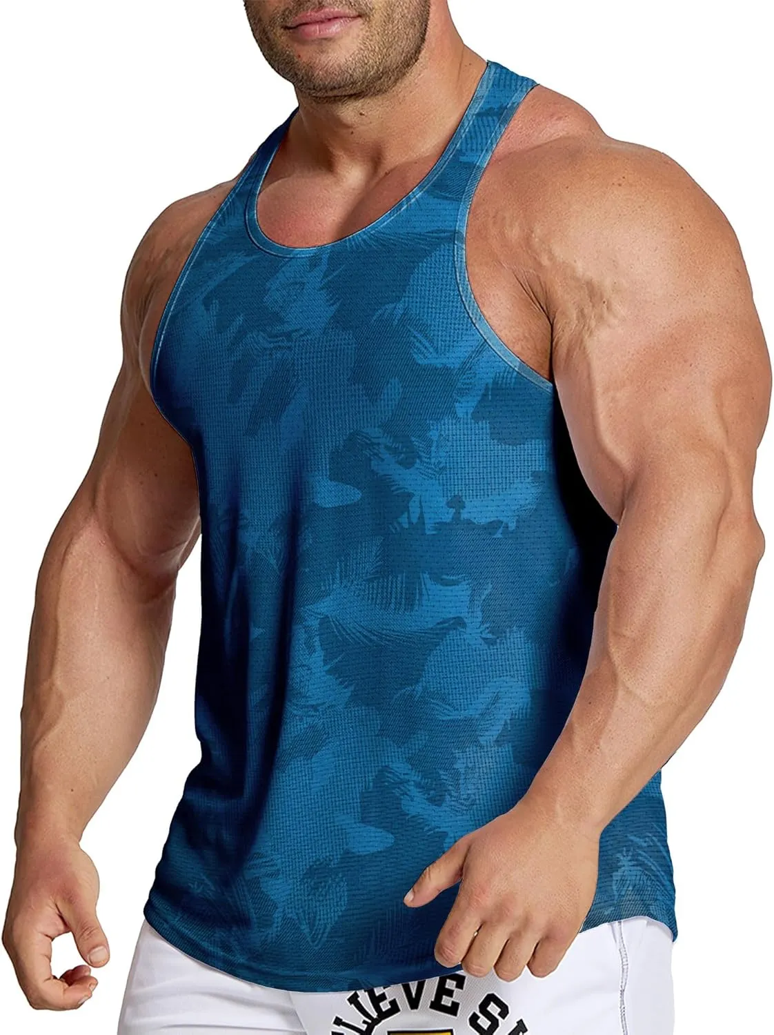 Men's Workout Stringer Tank Tops Mesh Quick Dry Y-Back Tops Muscle Athletic Shirts for Gym