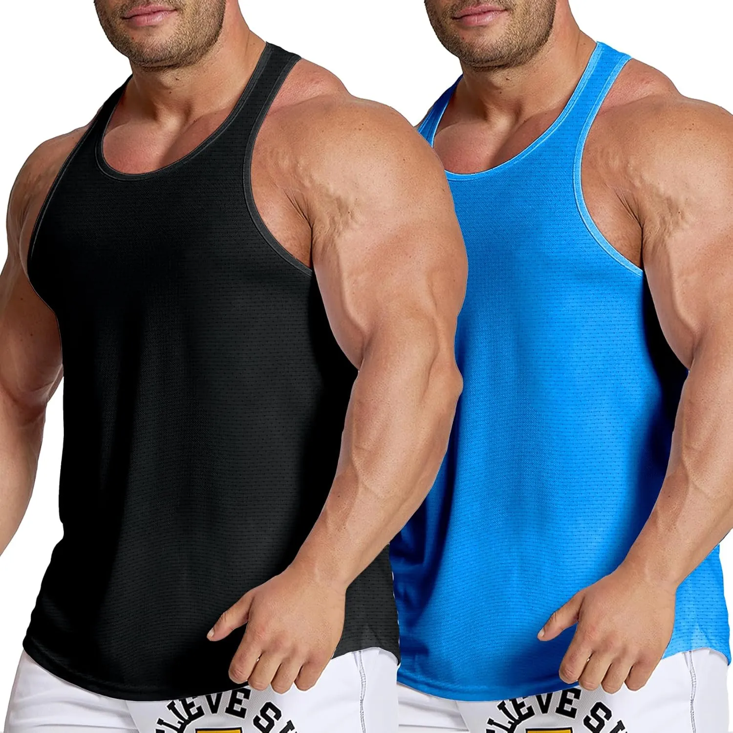 Men's Workout Stringer Tank Tops Mesh Quick Dry Y-Back Tops Muscle Athletic Shirts for Gym