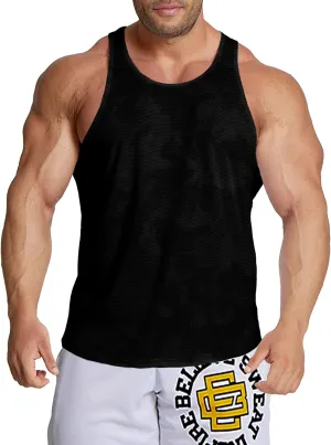 Men's Workout Stringer Tank Tops Mesh Quick Dry Y-Back Tops Muscle Athletic Shirts for Gym