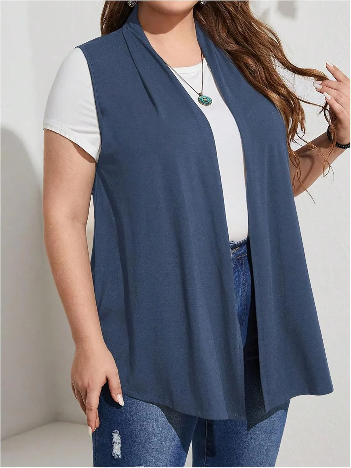 Milumia Women's Plus Size Sleeveless Open Front Lightweight Casual Cardigans