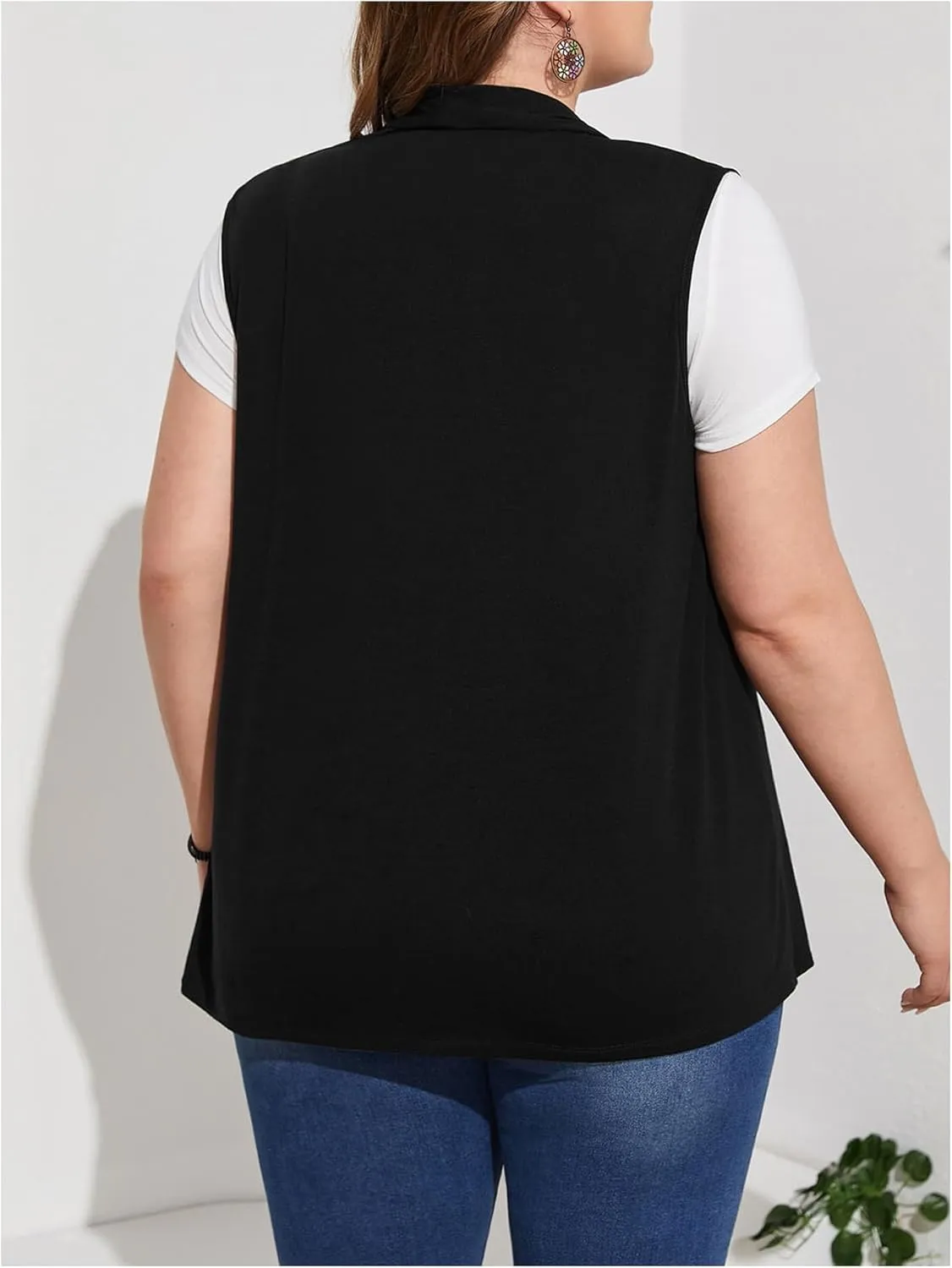 Milumia Women's Plus Size Sleeveless Open Front Lightweight Casual Cardigans
