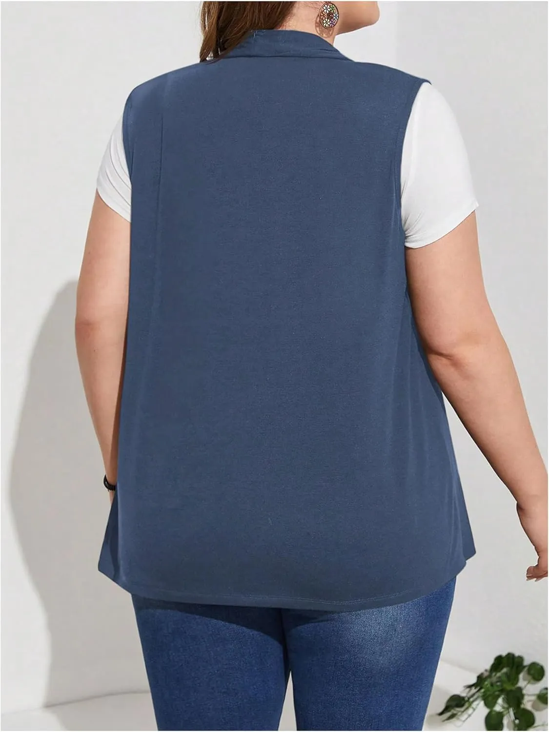 Milumia Women's Plus Size Sleeveless Open Front Lightweight Casual Cardigans