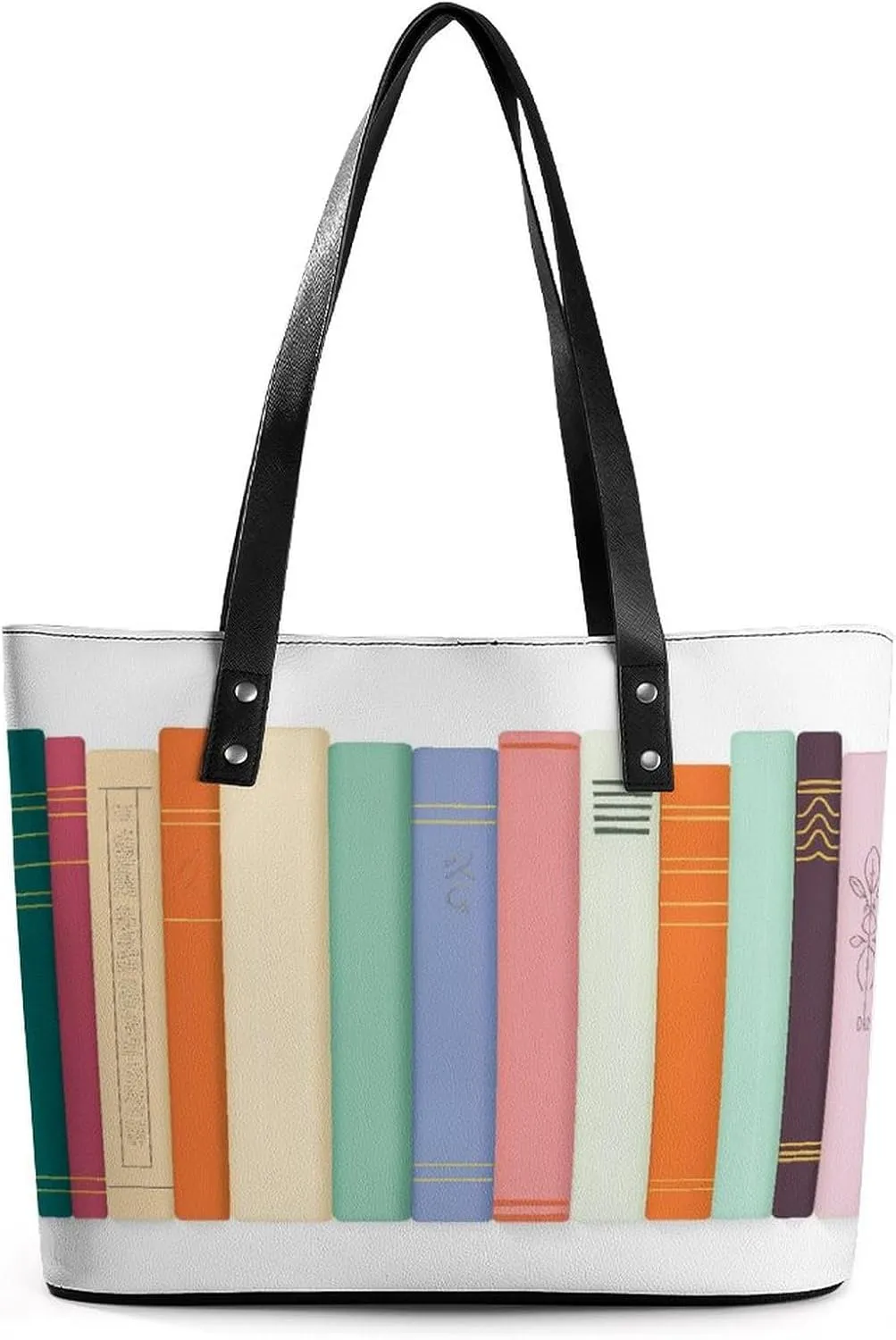 Minimal Book Spines Women Soft Leather Handbags Tote Purses Shoulder Bucket Bags