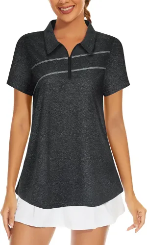 MISS FORTUNE Womens Golf Polo Shirts Quick Dry Athletic Workout Ruuning Yoga Tops
