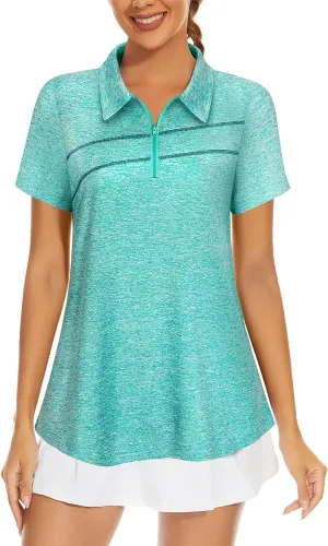 MISS FORTUNE Womens Golf Polo Shirts Quick Dry Athletic Workout Ruuning Yoga Tops