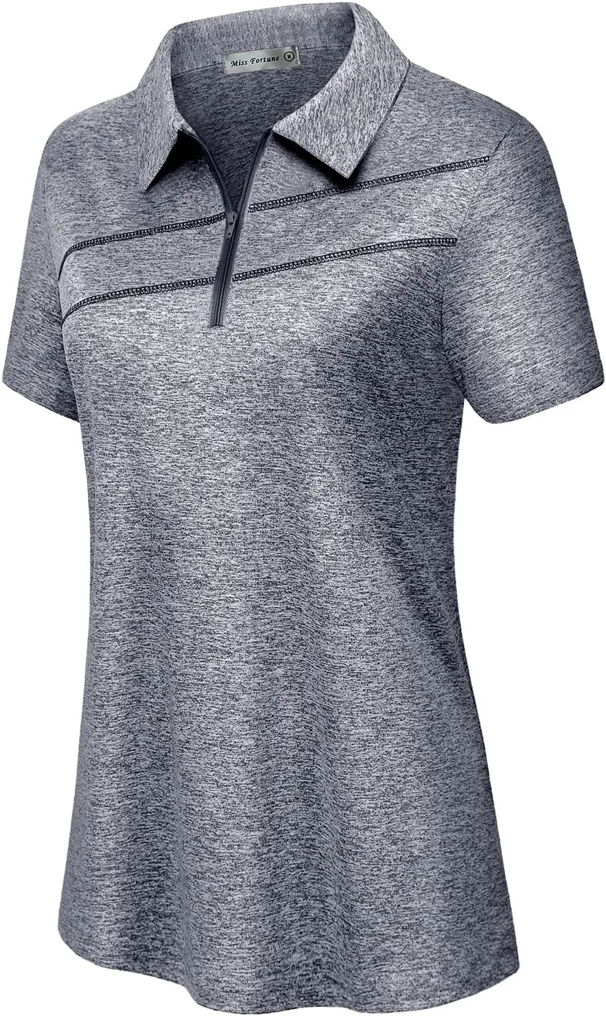MISS FORTUNE Womens Golf Polo Shirts Quick Dry Athletic Workout Ruuning Yoga Tops