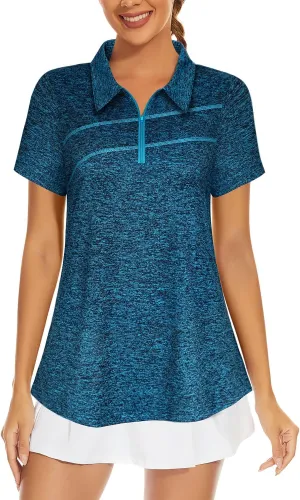 MISS FORTUNE Womens Golf Polo Shirts Quick Dry Athletic Workout Ruuning Yoga Tops